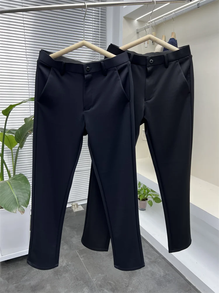 

Модные городские мужские шерстяные брюки, весенне-осенние повседневные прямые брюки, облегающая рабочая одежда для поездок на работу, удобная одежда для отдыха...