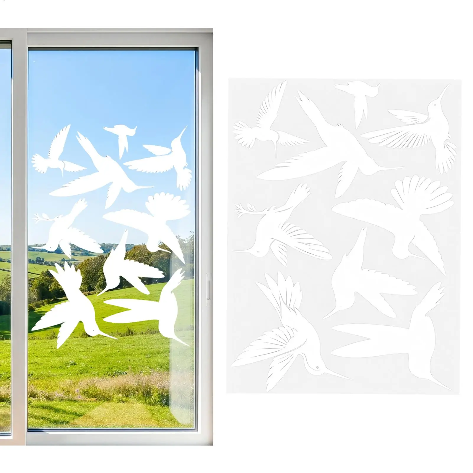 Window Stickers for Birds 9 Pieces Hummingbird Shape Glass Door Sticker Bird Friendly Window Clings for Homeowners Nature Lovers