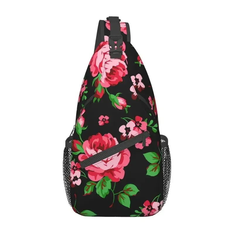 

Нагрудная Сумка-слинг с цветочным рисунком красных роз, индивидуальный рюкзак через плечо с цветочным рисунком для мужчин, рюкзак для путешествий