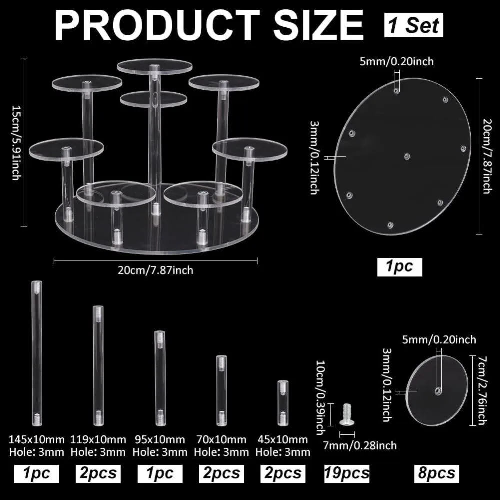 Acrylic Riser Display Shelf 8-Tier Clear Risers Stand Multilevel Round Stands Mini Figure Display Riser Stand Collectibles