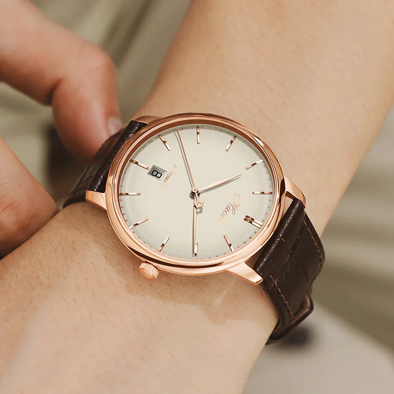 

Часы Haofa для мужчин, автоматические механические деловые сапфировые часы с автоматическим механизмом, ультратонкие часы, мужской календарь, водонепроницаемые 1606