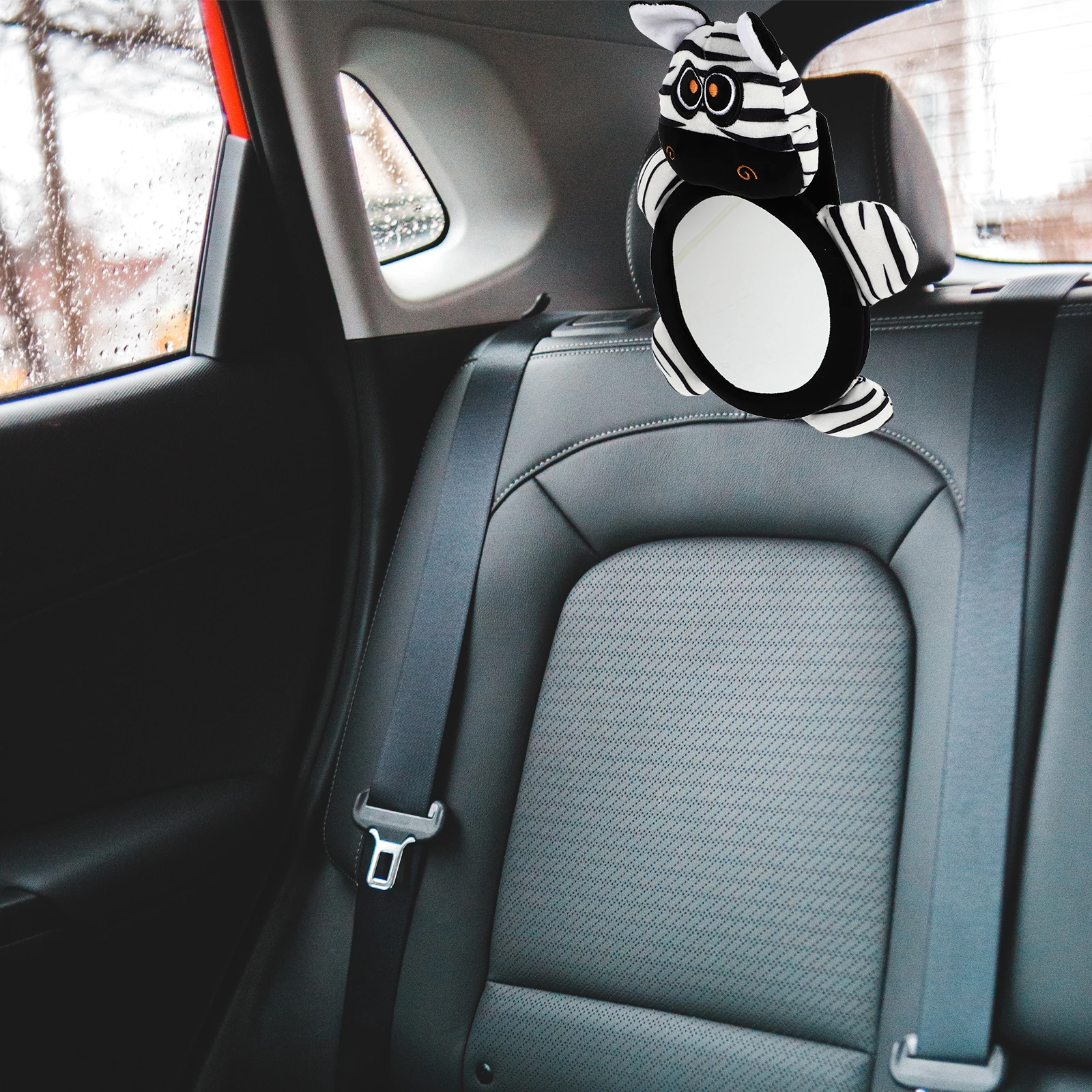 

Baby Observation Mirror Durable Acrylic Fabric Simple Installation Car Backseat Zebra Shaped Kids Safety Rearview Mirror Vehicle