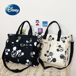 Disney Mickey's New Fashion Canvas Bag Cartoon Cute Women's One-shoulder Oblique Bag Luxury Brand Large-capacity Student Handbag