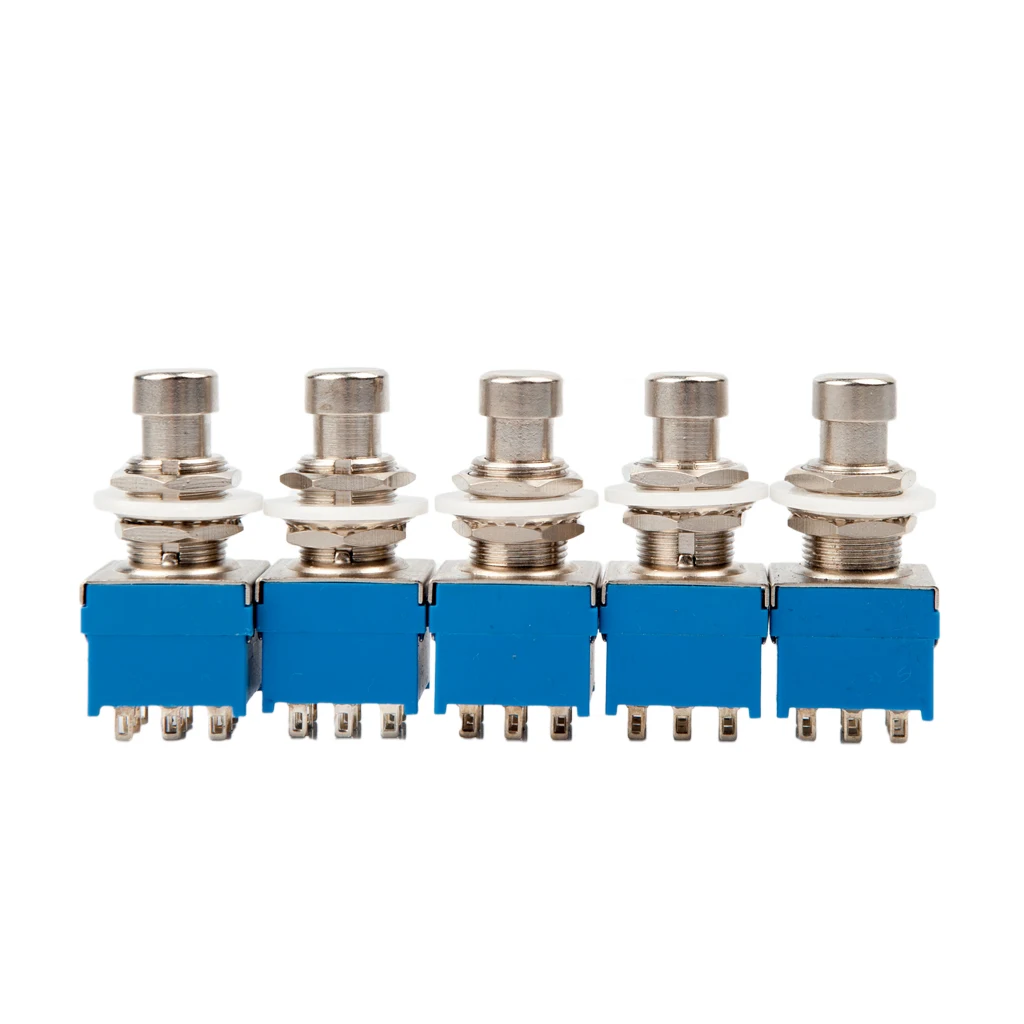 5PCS Guitar Pedal Foot Metal Switch 9 Pin 3PDT DIY Guitar Effects Pedal Box Stomp Foot Switches True Bypass