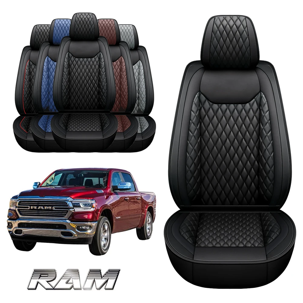 

Deluxe 5 Seats Full set PU leather Car Seat Covers Protect Cushions For Dodge Ram 2009-2021 1500 2010-2021 2500 3500