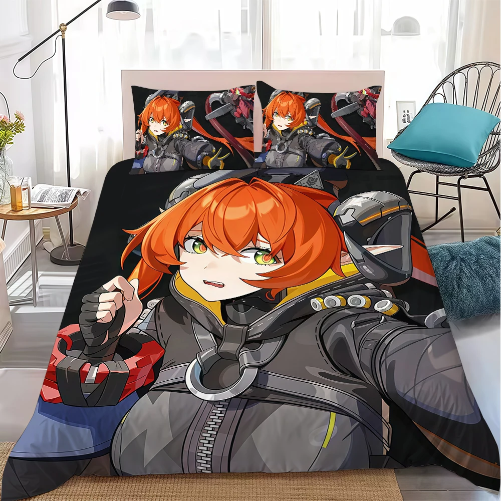 طقم غطاء لحاف من Magus Zenless Zone Zero سرير قطني ناعم الغسيل مكون من 3 قطع صيفي مريح للطلاب عنبر منزلي للأطفال