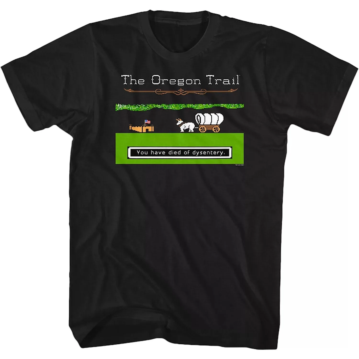 The Oregon Trail Green Line Wagon You Have Died of Dysentery Graphic T-Shirt Cotton Men Women Streetwear Tee