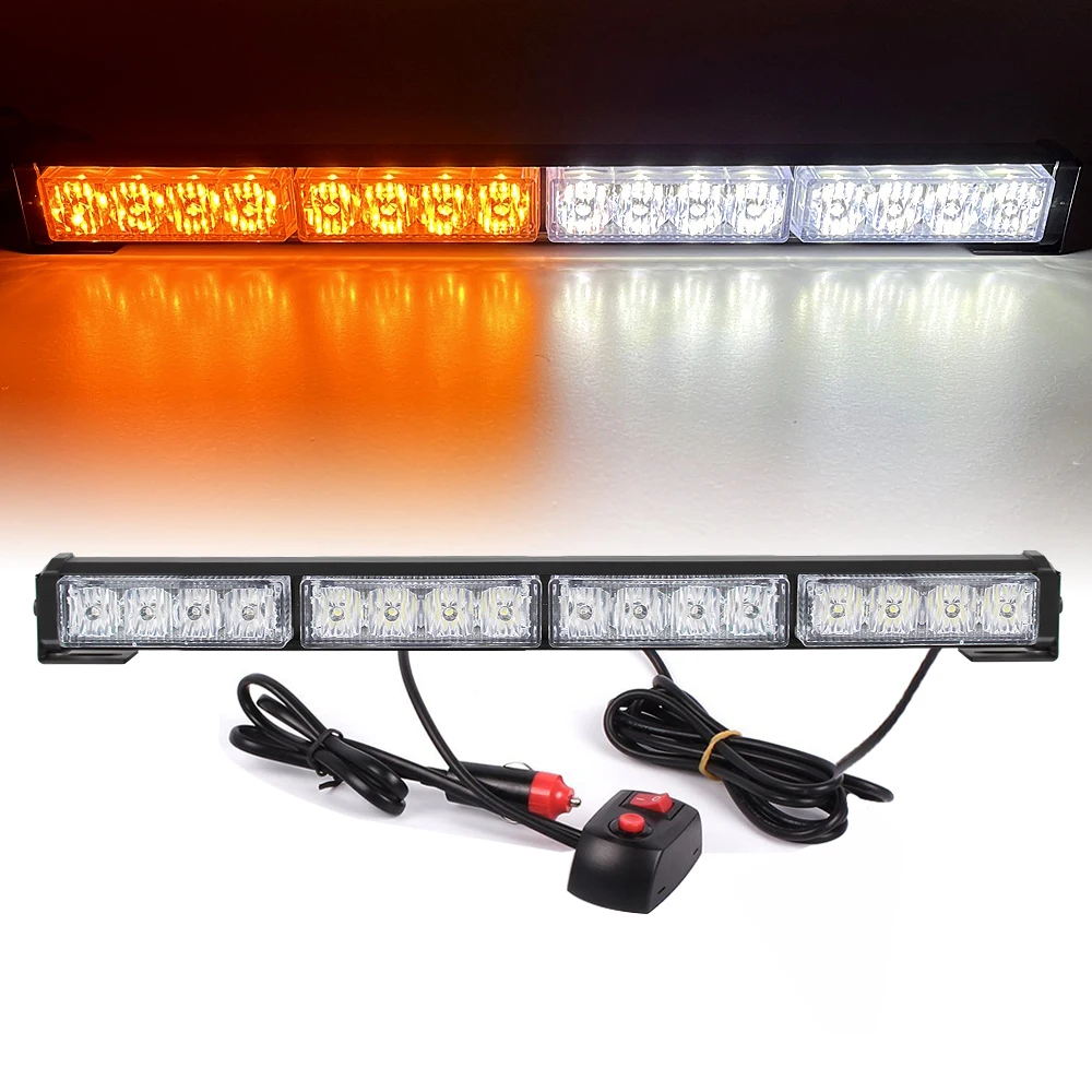 Amber Car Emergency Light Bar 16 Led Strobe Warning Lights Beacon Police Flashing Safety Signal Lamp For Off-road vehicle