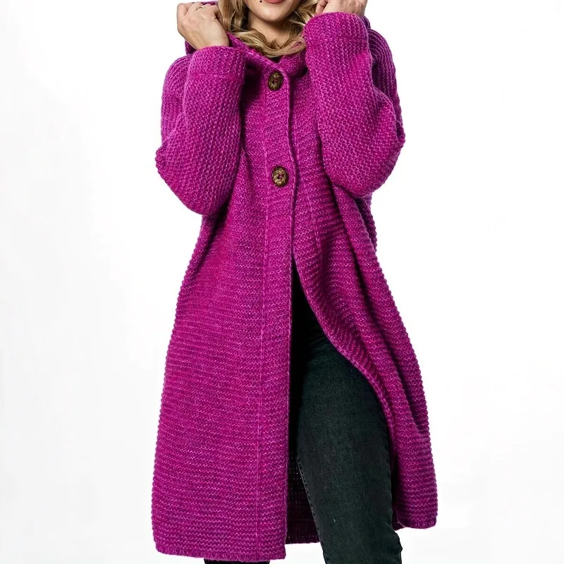 

2025 New Women's Oversized Purple Stripe Knit Cardigan Lazy Comfortable Open Front Slimming Fit for Street Fashion Daily Wear