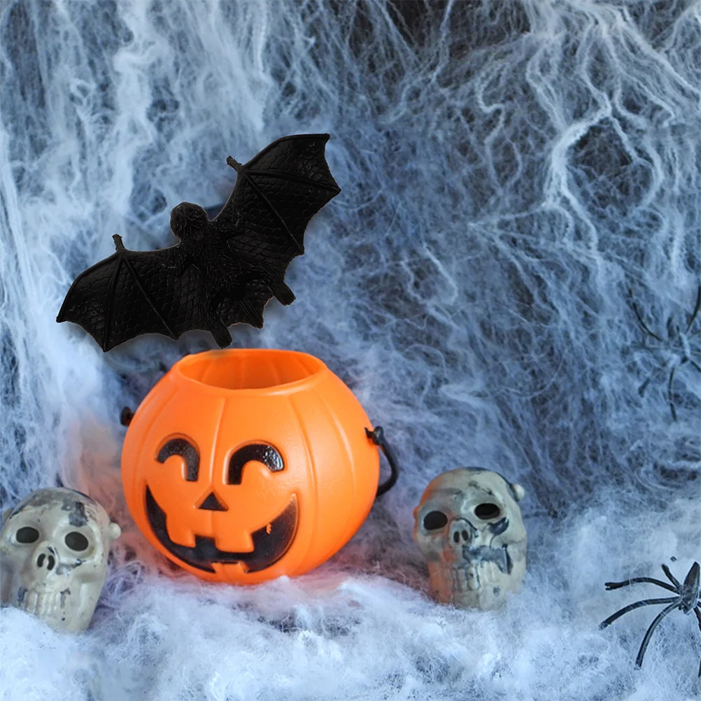 リアルなソフトラバー ハロウィン コウモリ ブラック プラスチック デコレーション 不気味な雰囲気のパーティーのいたずら小道具用 10個