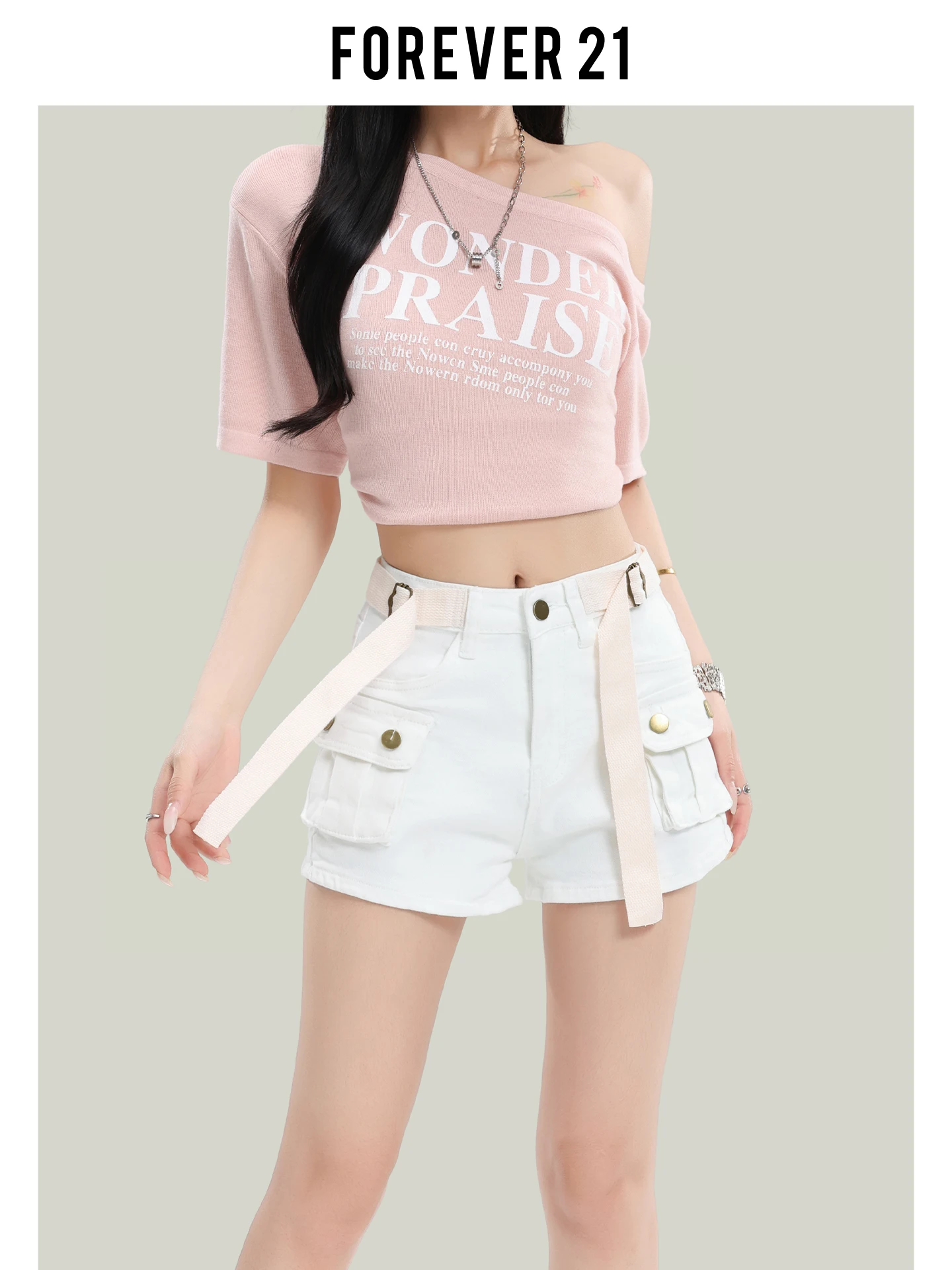 Shorts Jeans Femininos Forever 21 Estilo Americano Cintura Alta Design Sensacional Sexy Calças de Trabalho para Mulheres Form...