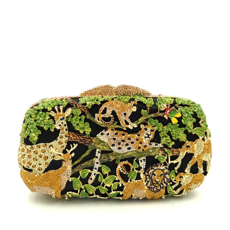 

Enamel Rhinestone Women's Bag Zoo Diamond-encrusted Dinner Gift Evening Women's Handbag Bags Bolsos De Lujo Mujer Marcas Famosas