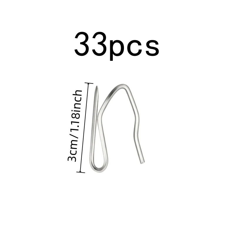 33 pcs 3cm S-Pin Drapery Hooks for Door Curtain Hanging, Rust Resistant Durable, Sharp Pointed Tip, Multipurpose