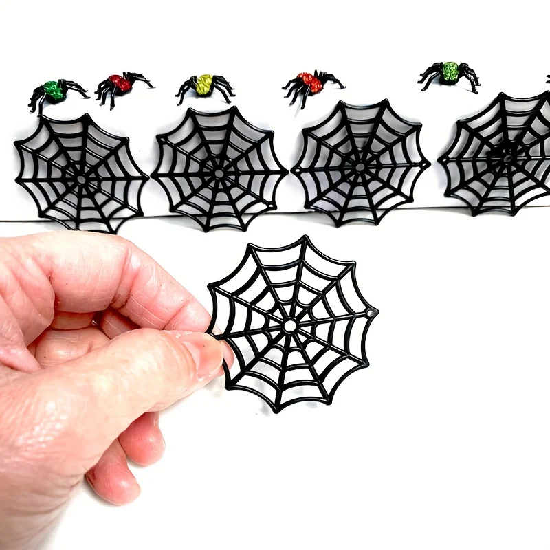 Mini decoración de telaraña negra de plástico, fiesta de Halloween Real, casa fantasma, fiesta temática, evento, decoración de Halloween, 10/30/50 Uds.