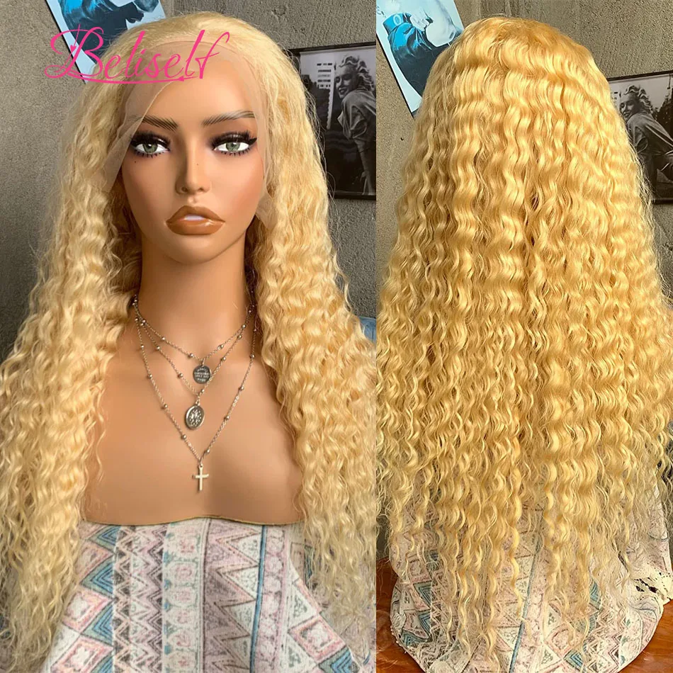 Beliself 613 Blonde Deep wave Lace Front Human Hair Wigs 13x4/13x6 HD Transparent lace frontal wig for women Brazilian hair