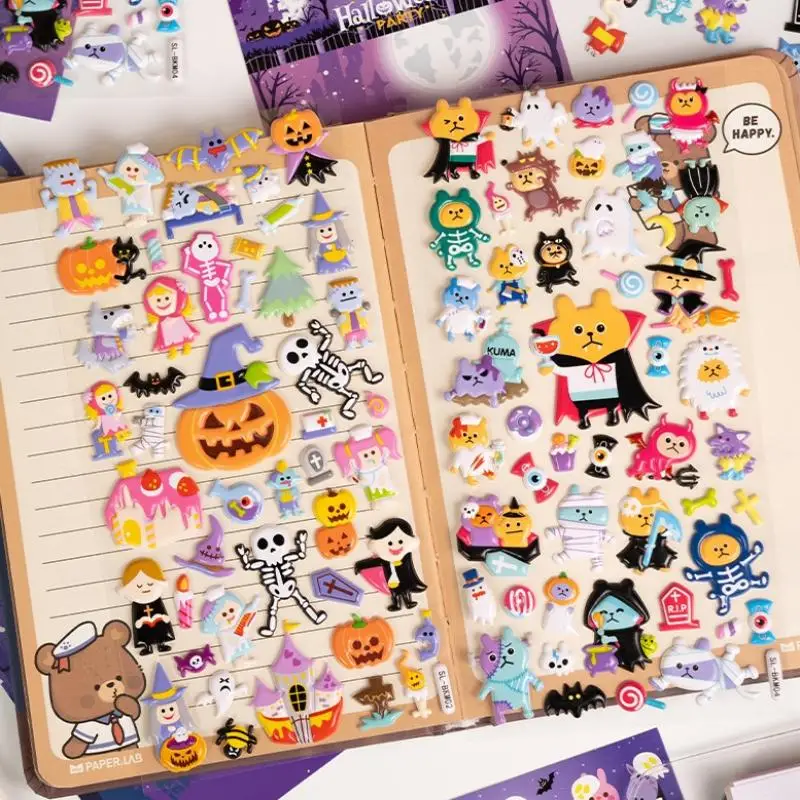 Halloween 3D Puffy Stickers Pumpkin Ghost for Kids Scrapbooking Journal DIY Diary Craft Stationery Accessories