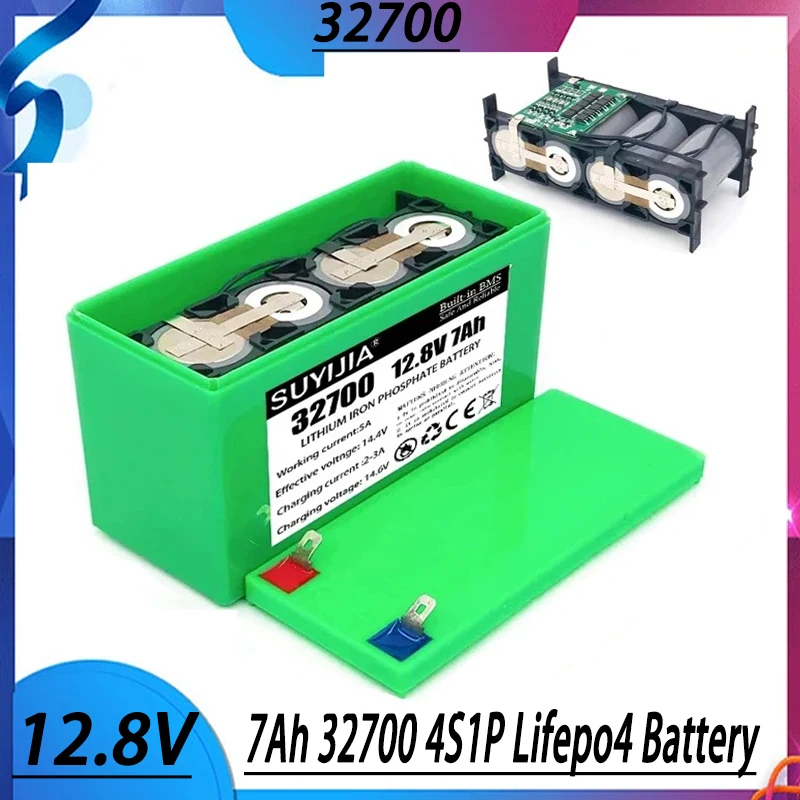 Bloco da bateria do poder do lítio, 4S1P, 32700, 12.8V, 7000mAh, 4S, 7A, BMS equilibrado, apropriado para barcos elétricos e pulverizadores