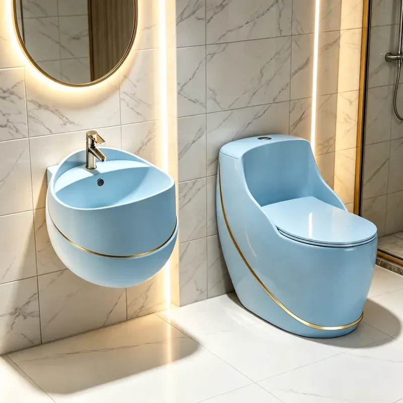 Egg Shaped Ceramic Toilet Colored Large Diameter Flush Deodorant Sanitary Ware Bathroom Fixture