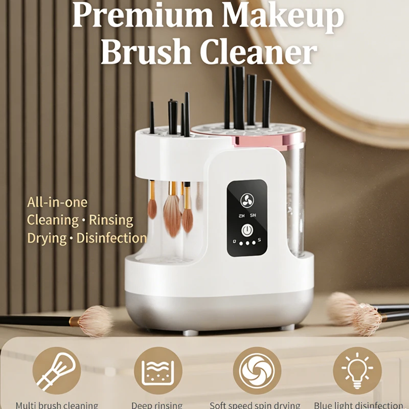 3 IN 1 Electric Makeup Brush Cleaner Machine With Makeup Brush Dryer-Holder-Portable Automatic USB Cosmetic Brushes Cleaner Tool