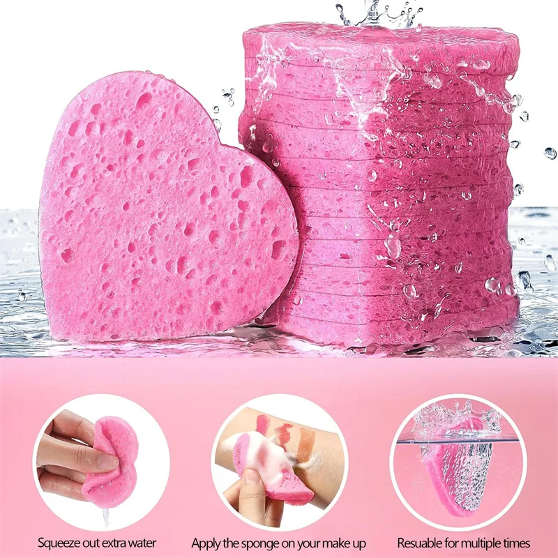 10/50 قطعة نفخة ماكياج مع صندوق قابلة لإعادة الاستخدام إسفنجة الوجه وسادة مضغوطة الطبيعية منصات تنظيف الوجه التقشير للتنظيف