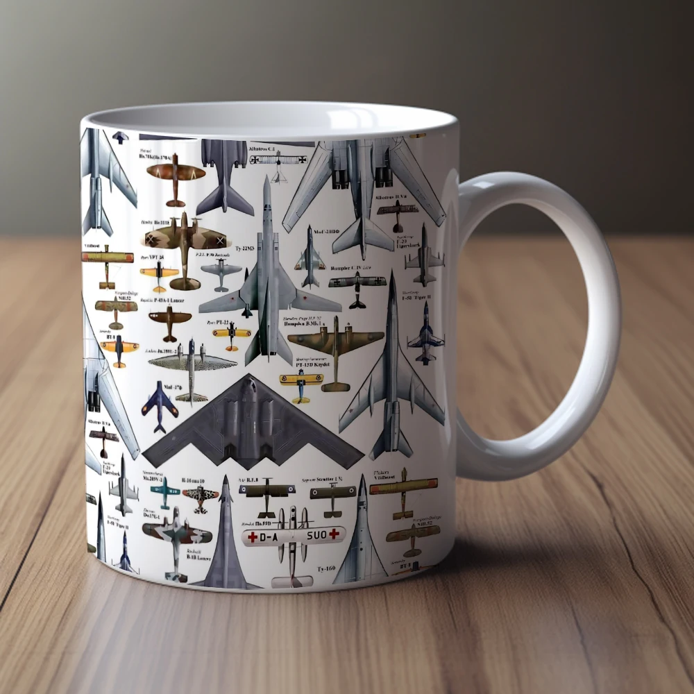 Limited Edition Aviation Art Mug‌ - Handcrafted Blueprints, Perfect for Pilots