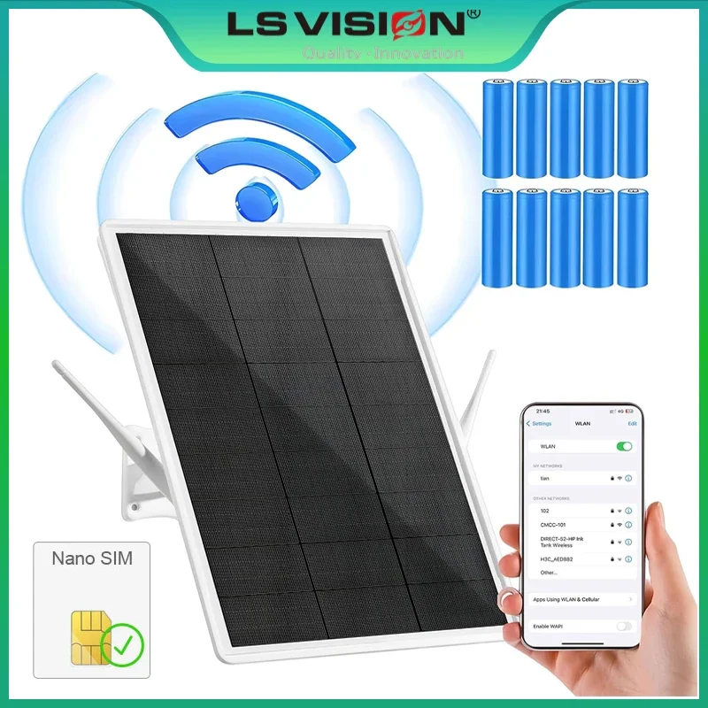 LS VISION Solar 4G LTE Modem Router 2.4Ghz WiFi Hotspot Access Point SIM Card-Slot Built-in 20000mAh Battery  Outdoor for Camera