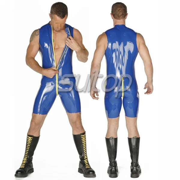 

Suitop latex jumpsuit with front zip for men