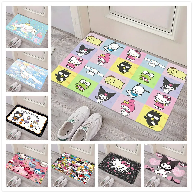 MINISO Sanrio Character Door Mat Non Slip Kitchen Rug Living Room Floor Mat Bedroom Bathroom Doormat Polyester Home Decor Carpet