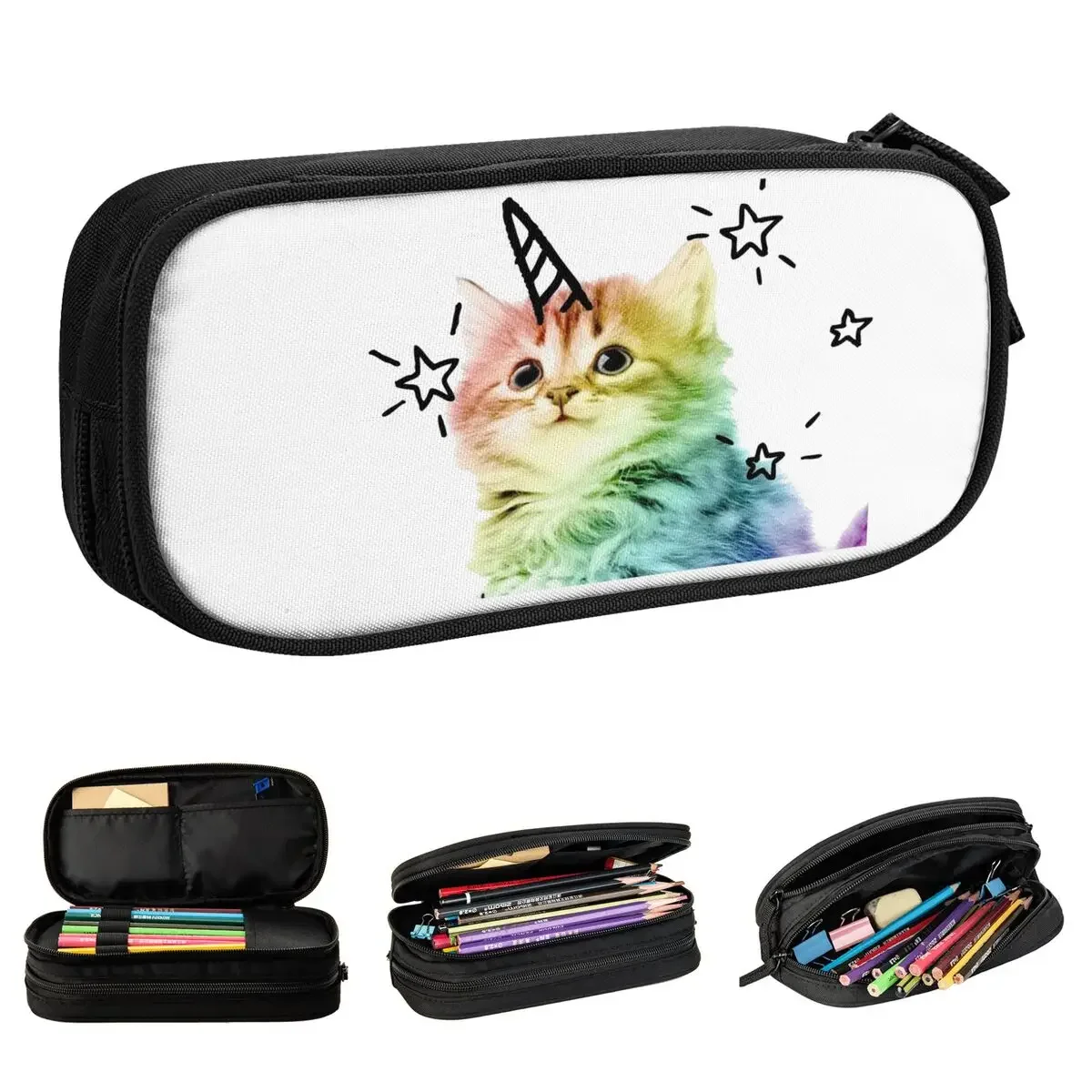 

I Am So Meowgical Unicorn Cat Pencil Case Cute Pen Holder Bag for Student Big Capacity Office Gifts Pencilcases