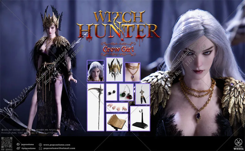 In Stock Original POP COSTUME WH004 1/6 Collectible Witch Hunter - Raven Woman 12Inch Female Solider Action Figure Full Set Toys