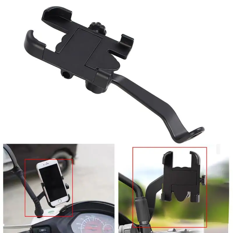 Motorcycle Bicycle Handlebar Phone Mount Universal 360 Degree Swivel for Cellphone Stand Rearview Mirror Takeaway Use Safe