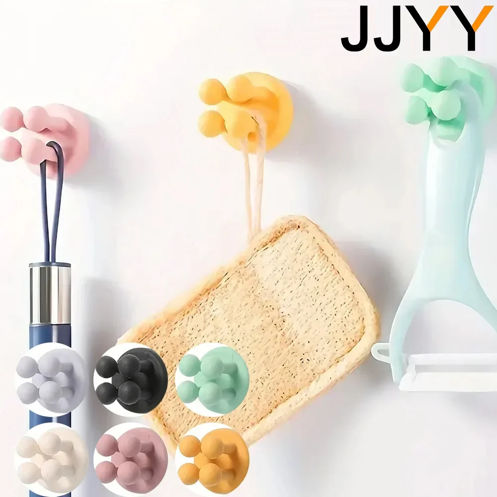 

Silicone hook razor holder no punching self-adhesive toothbrush key towel rack bathroom wall storage rack kitchen utensils