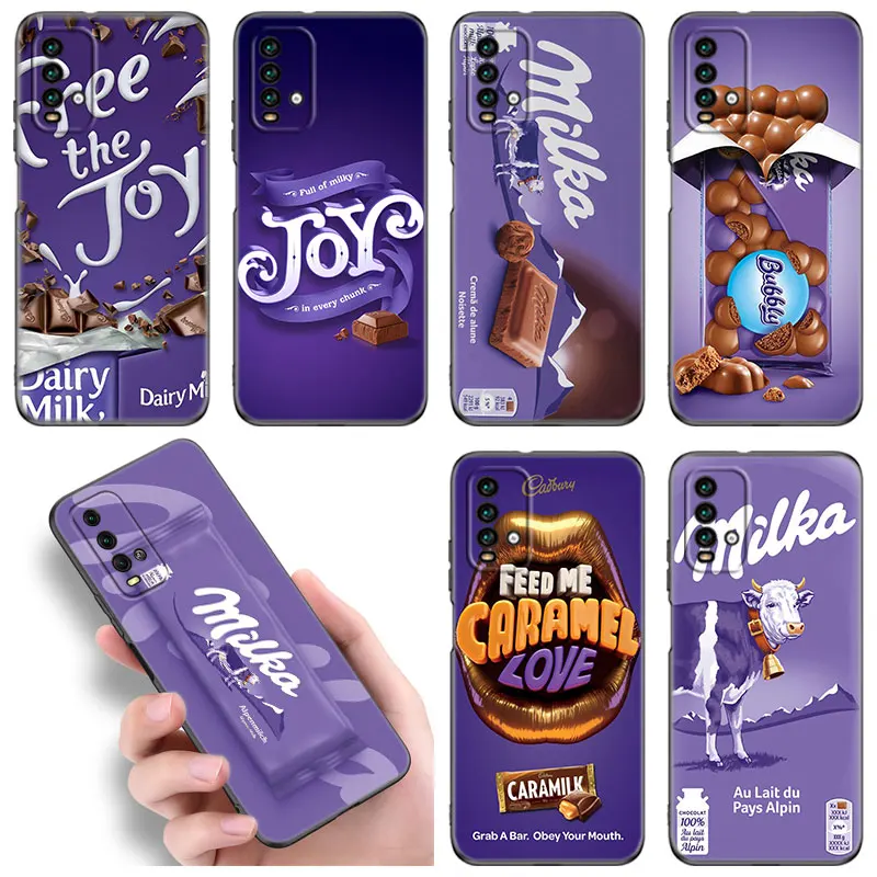 Chocolate Milka Phone Case For Xiaomi Redmi 7A 8A 9A 9C 9i 10A 10C K20 K40 Note Mi 9T Pro A2 8 9 SE Lite A3 Mix3 6X Black Cover