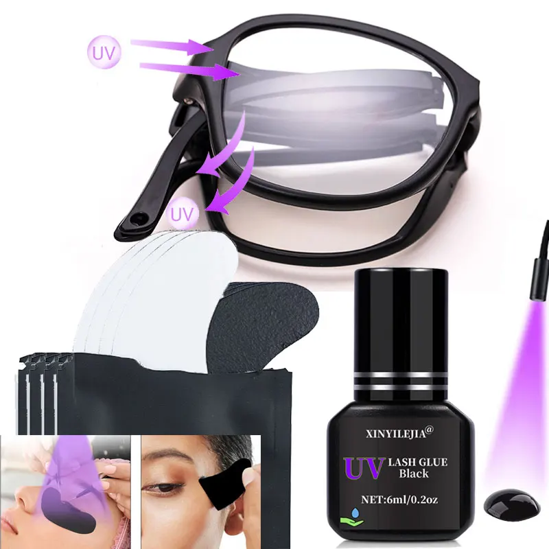 

UV Protective Glasses UV Eyelash Glue 1S Quick Dry Black Patches Eye Gel Hydrogel Isolate UV For False Lash Eyelash Extension