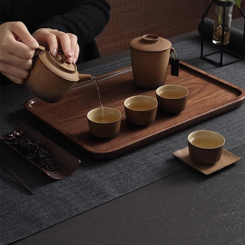 Big Coffeeware Tea Tray Modern Portable Gadget Kitchen Plate Wooden Tray Office Vintage Plateau En Bois Tea Tools Accessories