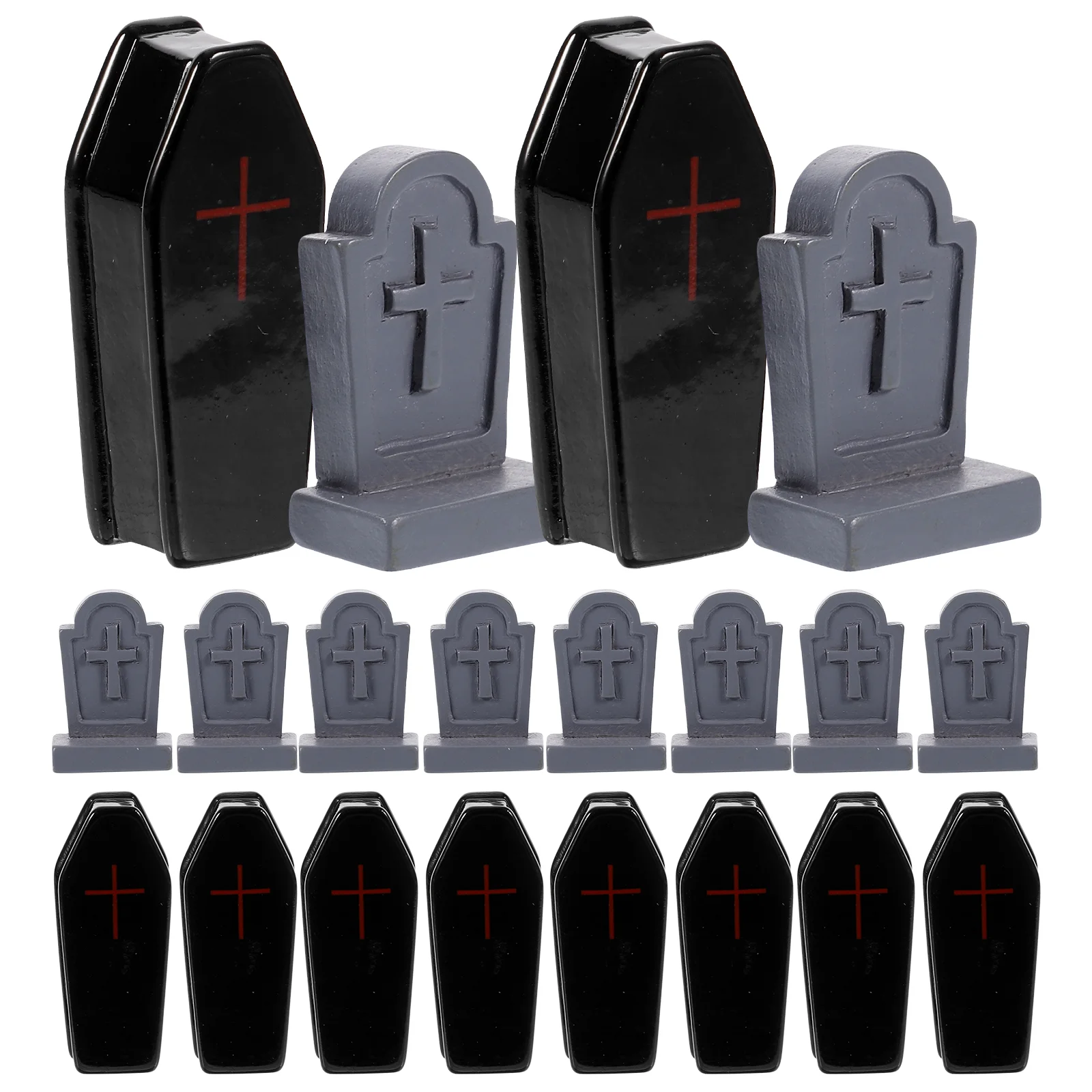 20 Pcs Tombstones Decor Black Coffin Sets Halloween Toys Grave Props Decorate Miniature Size Gravestones Resin