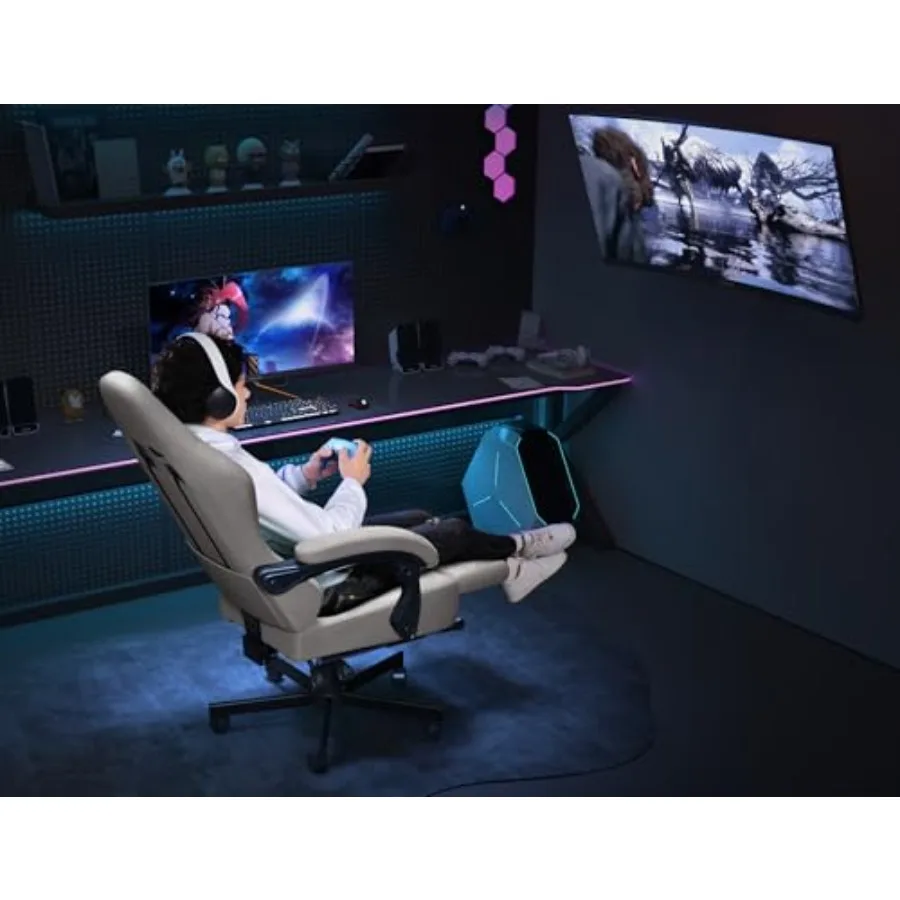 كرسي ألعاب مصنوع من الجلد المسامي مع وسادة زنبركية للجيب وكرسي مكتب عالي المريح مع مسند للرأس لألعاب الكمبيوتر Ch #2