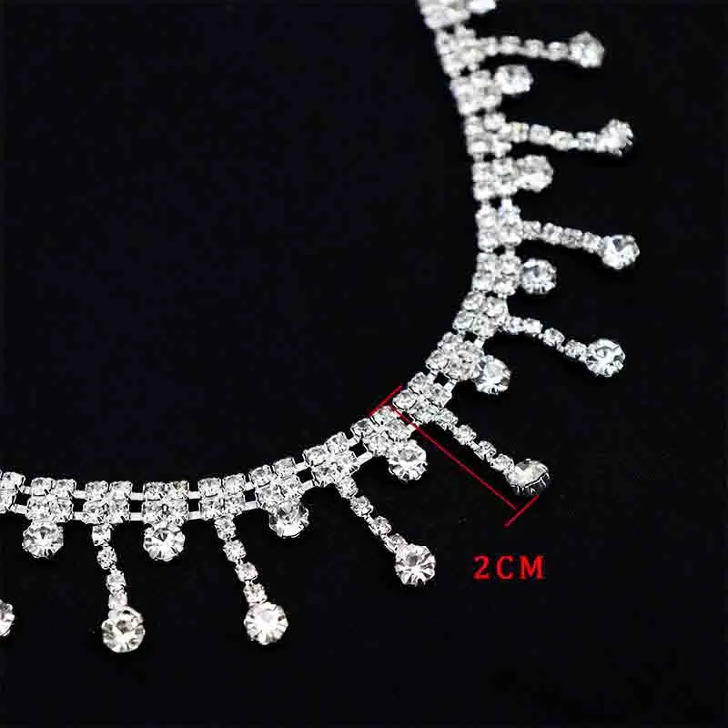 10 Yards Strass-Fransenbesatz, glitzernde Diamant-Strass-Quastenkette, Kristall-Nähzubehör, DIY-Hochzeitsgeschenk-Dekoration – Detail 6