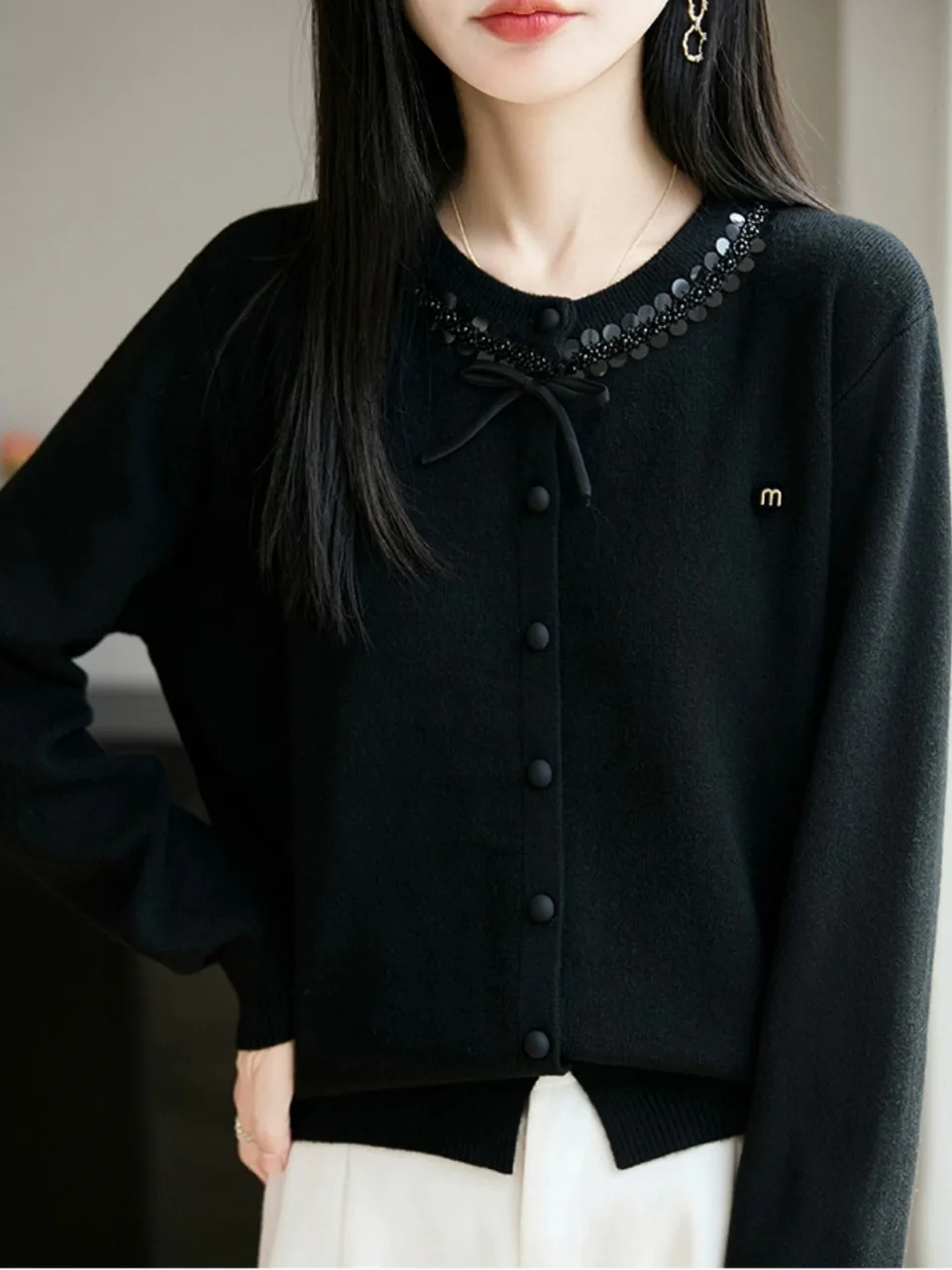 패셔너블한 니트 오픈 가디건 여성용 가을 아우터웨어 슬리 탑 아울렛 소프트 롱 슬리브 라운드 넥 따뜻한 코트