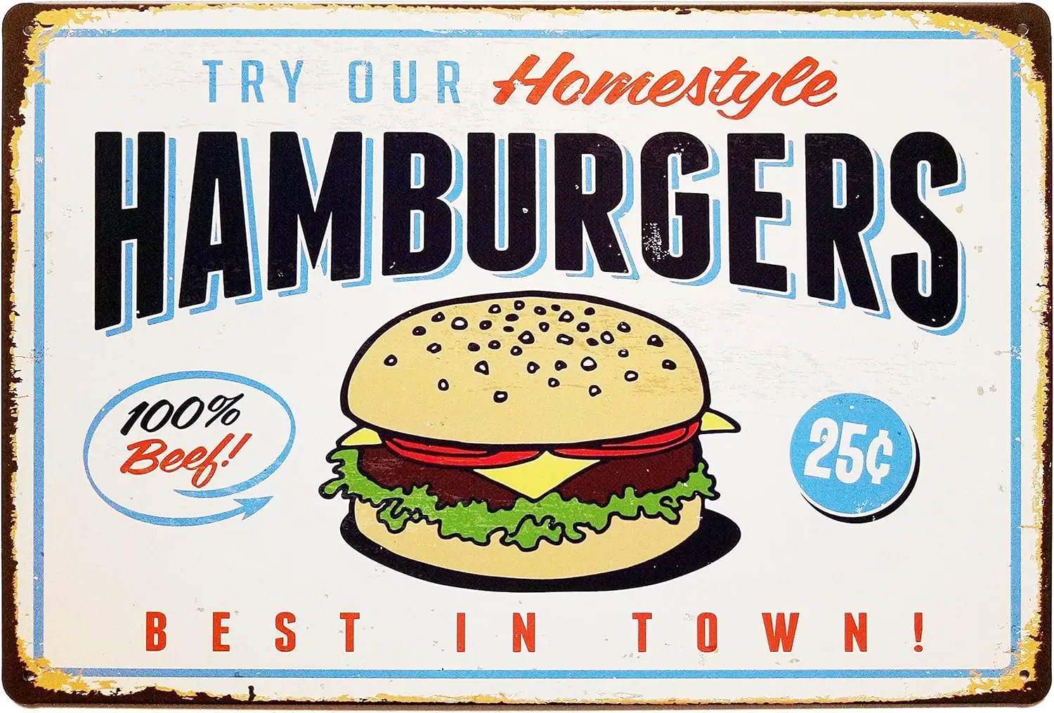 Beste Hamburger der Stadt Retro Metall Vintage Blechschilder Bar Wanddekoration