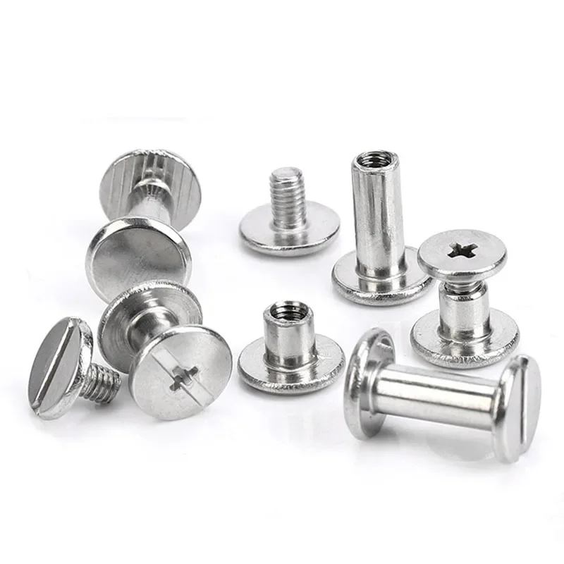 10sets Stainless Steel Binding Chicago Screws M3 M4 Studs Rivets Slotted Belt ScrewS for DIY Photo Album Desk Menu Fasteners