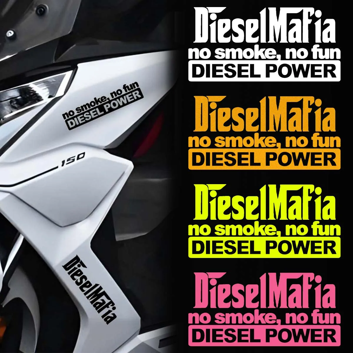 Diesel Text Reflektierende Motorrad Aufkleber Moto Roller Helm Seite Panel Schwanz Box Körper Vinyl Dekorative Zubehör Aufkleber