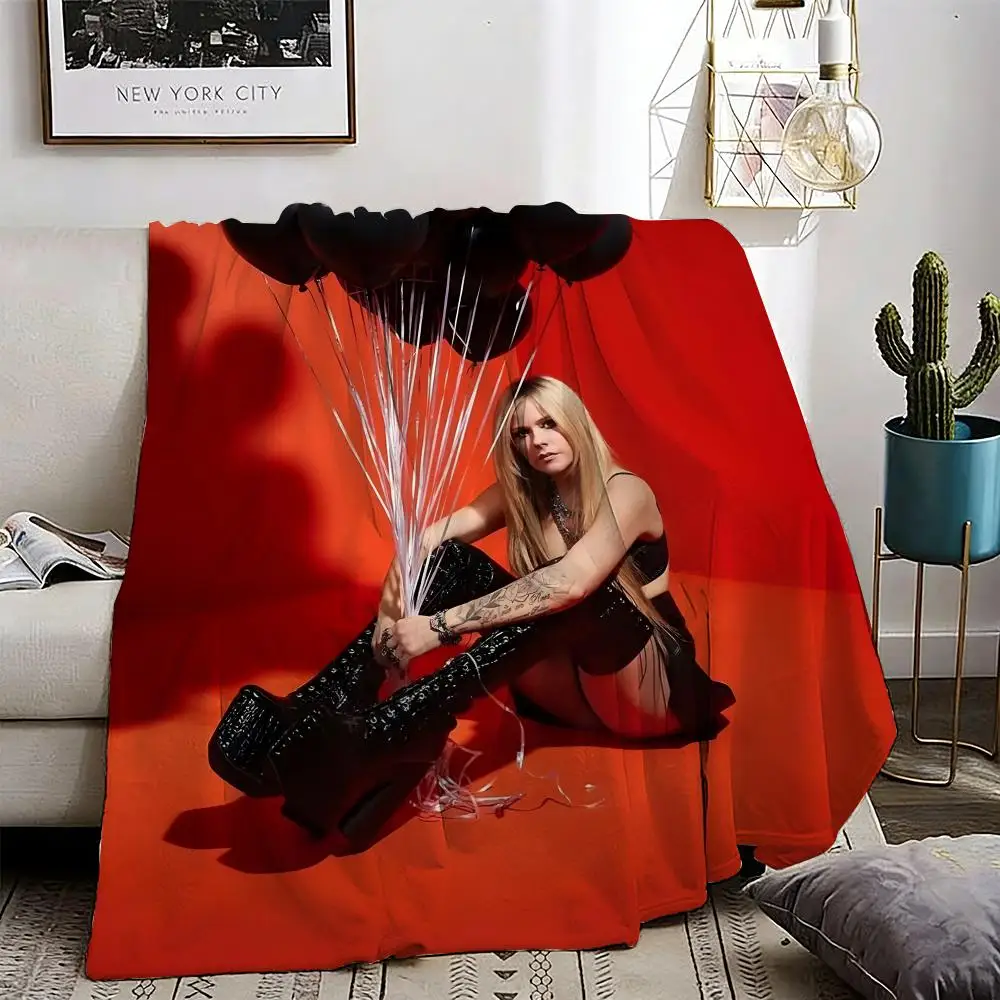 

Star Singer Avril Lavigne Throw Lightweight 240g Flannel Blanket Soft Skin-friendly for Summer Cooling