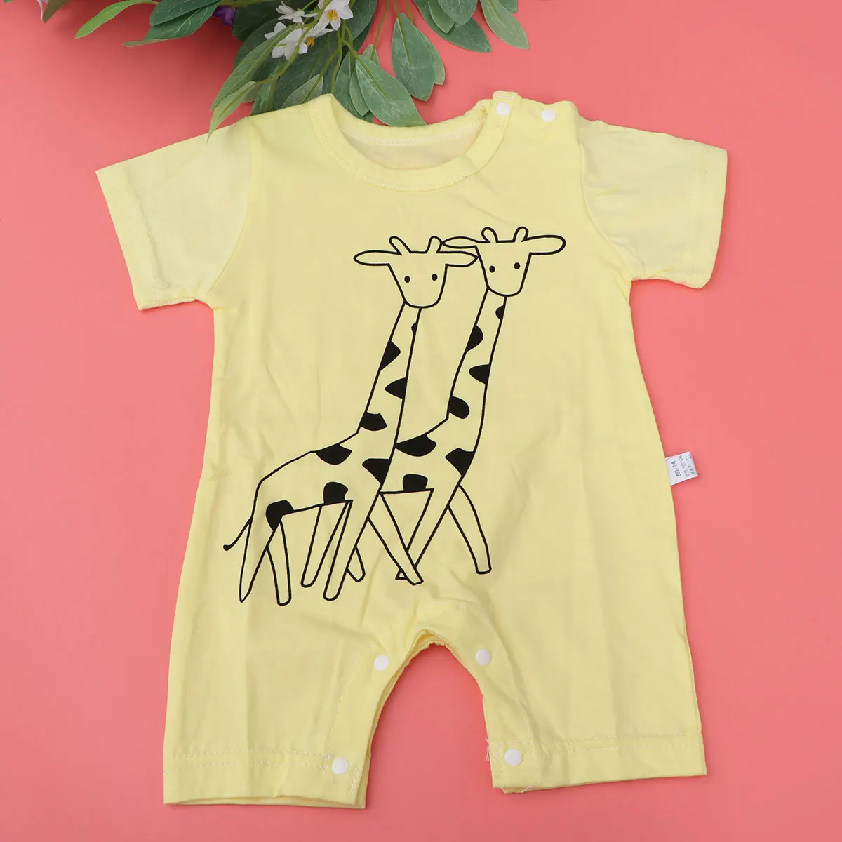 

Cute Cartoon Patterns Baby Romper 0-3 Month Size 59 Yellow Sleeveless Jumpsuit Outfits Summer Clothes Soft Breathable