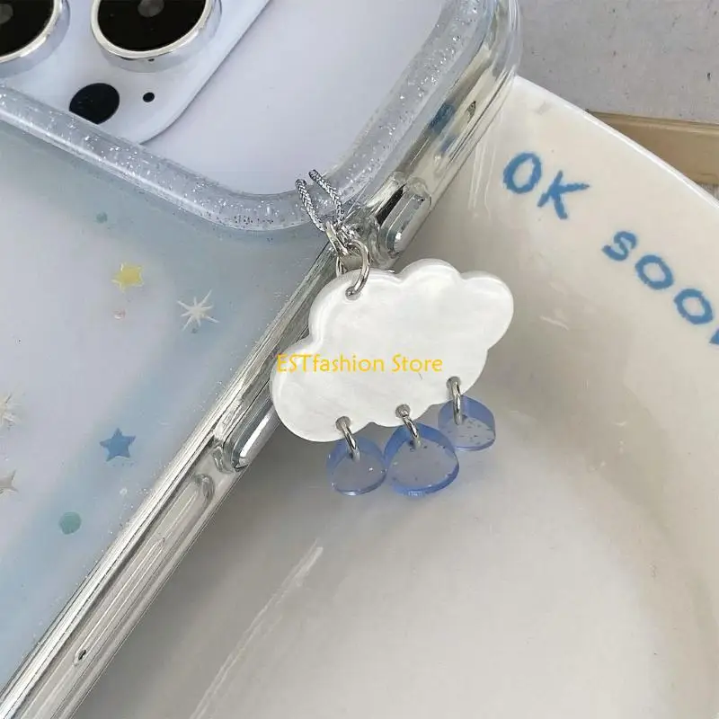 Y5GC Fashion Cloud Raindrop Keyring With Shell Charm For Keys Backpack Gift