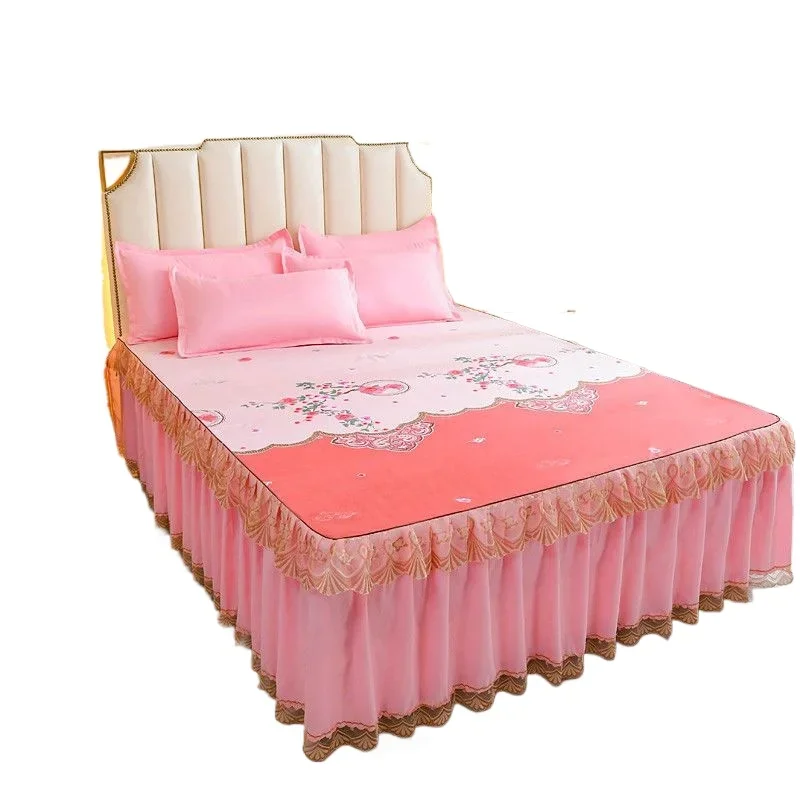 

Bed Skirt with 2Pcs Pillow Covers Home textile Cotton Sheet with Skirt for King Queen Size Bed Spreads Bedroom Soft Bed Cover