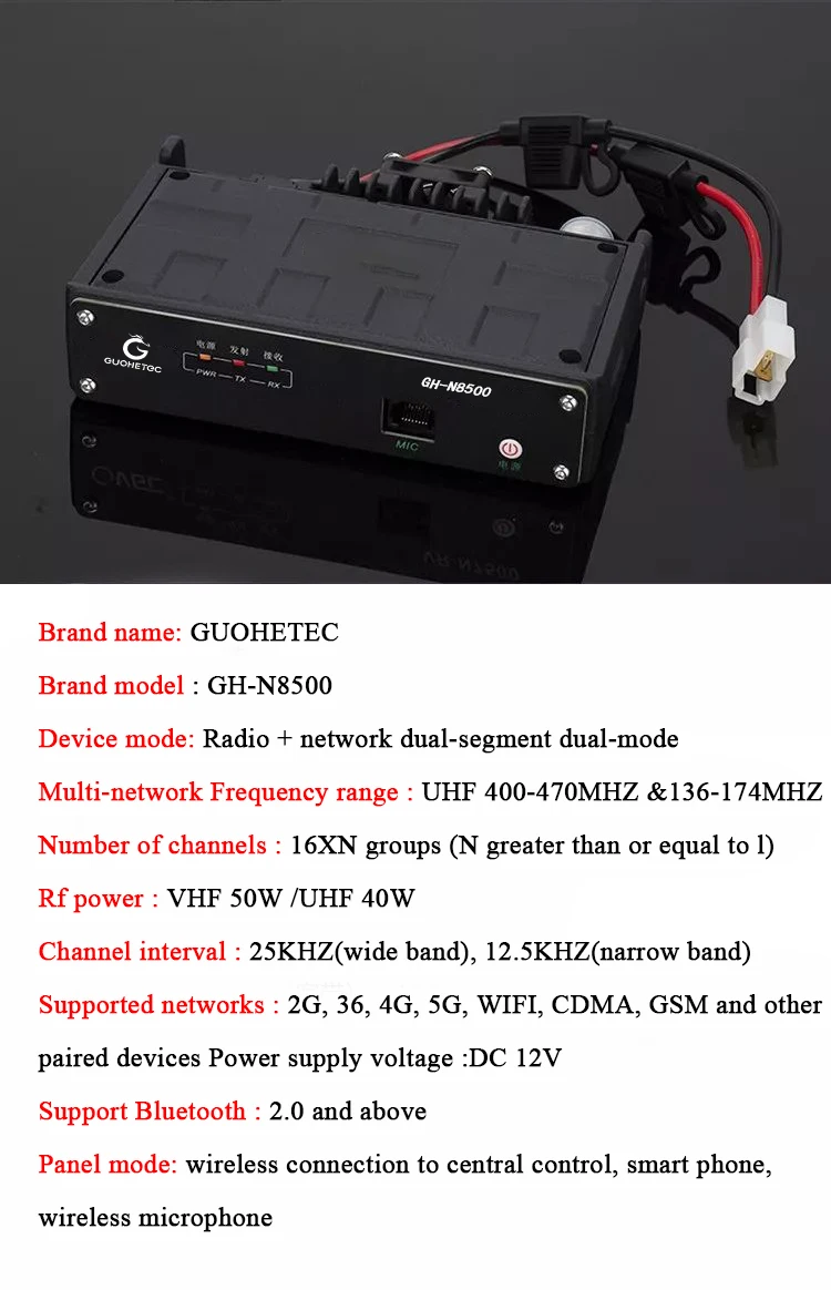 Imagem -05 - Estação Dual Band Dual Mode Vehicle Rádio do Veículo 50w Rede Global Relatório de Localização Rádio do Carro Guohetec-gh-n8500