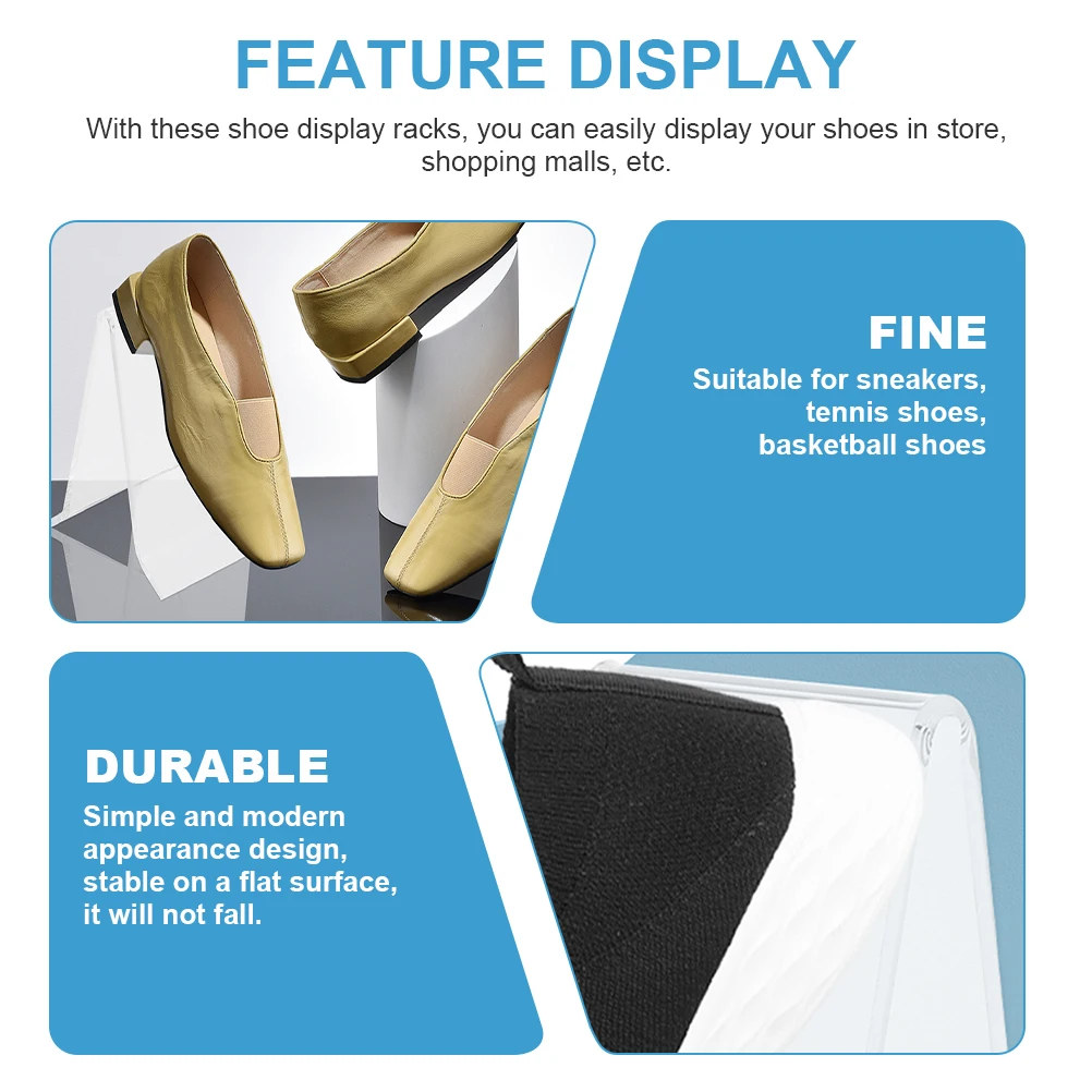 

6pcs Acrylic Shoe Rack Transparent Display Stand for Sneakers Sports Shoes Retail Store Mall Use Shoe Display Rack