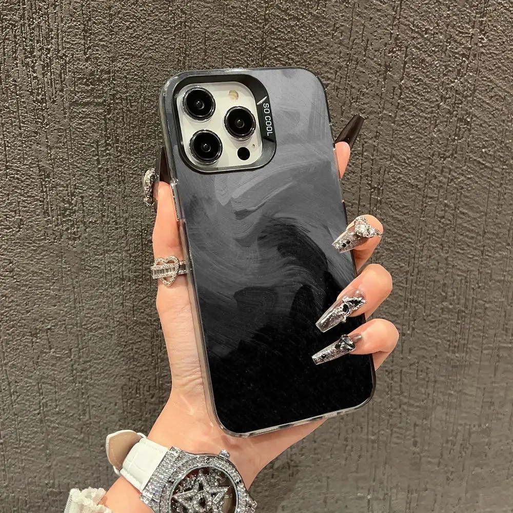 

Black grey painting case for iPhone 16 15 14 13 12 11 Pro/ Max/Plus shock-proof rear cover anti-fingerprint
