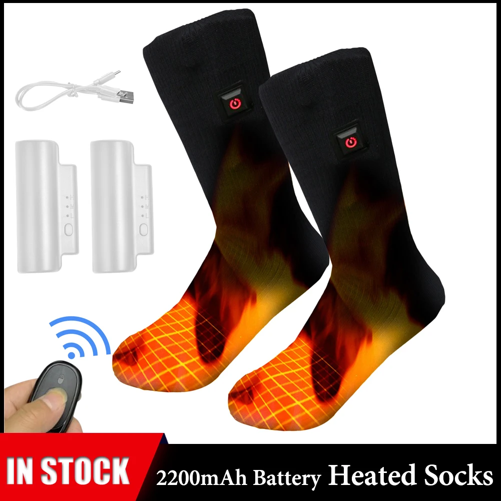 

USB Electric Heated Socks Washable Heating Socks With 2200MAH Battery & 3 Temp Setting For Outdoor Winter Camping Skiing Hiking
